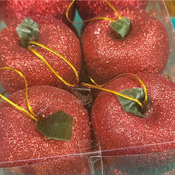Set of 12 Sparkly Apple Ornaments | Glitter Holiday Decor - Picture 12 of 14
